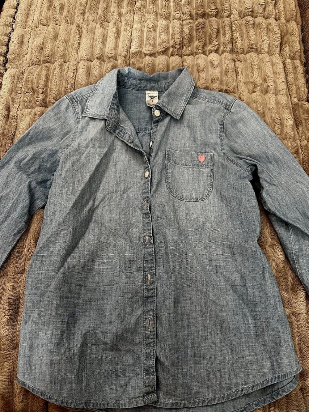 OshKosh B'gosh Girls Chambray Button Down Shirt, Light Blue